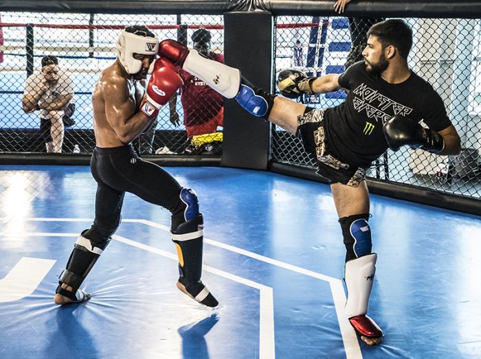 Las Vegas 4/11/18 - UFC fighters Kevin Lee and Yair Rodriguez sparring at the UFC Performance Institute in las Vegas. (Photo credit Juan Cardenas)