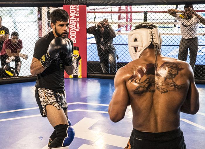 Las Vegas 4/11/18 - UFC fighters Kevin Lee and Yair Rodriguez sparring at the UFC Performance Institute in las Vegas. (Photo credit Juan Cardenas)