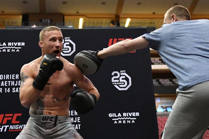 GLENDALE, AZ - APRIL 11: Justin Gaethje holds an open workout for fans and media at Gila River Arena on April 11, 2018 in Glendale, Arizona. (Photo by Jennifer Stewart/Zuffa LLC/Zuffa LLC via Getty Images)
