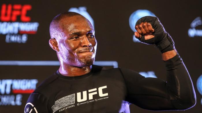 Kamaru Usman at the UFC Chile open workouts
