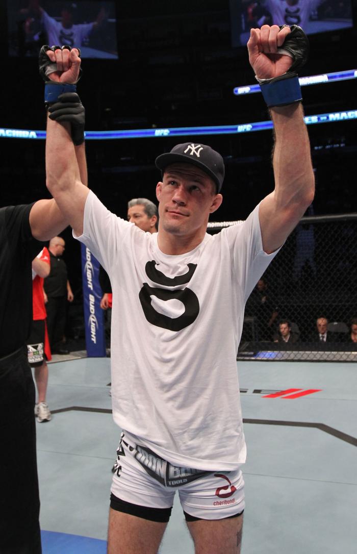 TORONTO, ON - DECEMBER 10: John Cholish reacts after defeating Mitch Clarke by TKO during the UFC 140 event at Air Canada Centre on December 10, 2011 in Toronto, Canada. (Photo by Nick Laham/Zuffa LLC/Zuffa LLC)