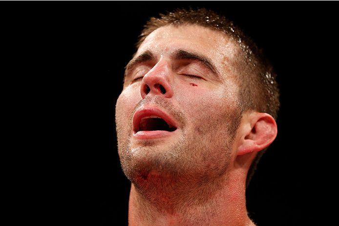 BELO HORIZONTE, BRAZIL - SEPTEMBER 04: Keith Wisniewski waits for the judges' decision after his welterweight fight against Ivan Jorge during the UFC on FOX Sports 1 event at Mineirinho Arena on September 4, 2013 in Belo Horizonte, Brazil. (Photo by Josh