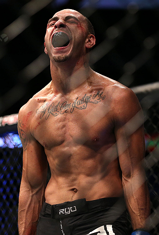 DENVER, CO - AUGUST 11: Chico Camus reacts after his bout against Dustin Pague at UFC 150 inside Pepsi Center on August 11, 2012 in Denver, Colorado. (Photo by Josh Hedges/Zuffa LLC/Zuffa LLC via Getty Images)