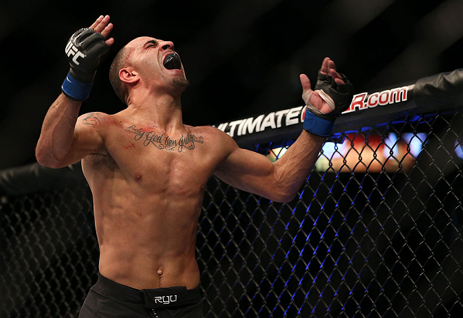 DENVER, CO - AUGUST 11: Chico Camus reacts after his bout against Dustin Pague at UFC 150 inside Pepsi Center on August 11, 2012 in Denver, Colorado. (Photo by Josh Hedges/Zuffa LLC/Zuffa LLC via Getty Images)