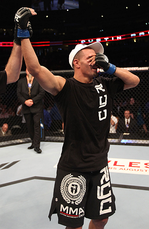 DENVER, CO - AUGUST 11: Chico Camus reacts after defeating Dustin Pague by decision at UFC 150 inside Pepsi Center on August 11, 2012 in Denver, Colorado. (Photo by Nick Laham/Zuffa LLC/Zuffa LLC via Getty Images)