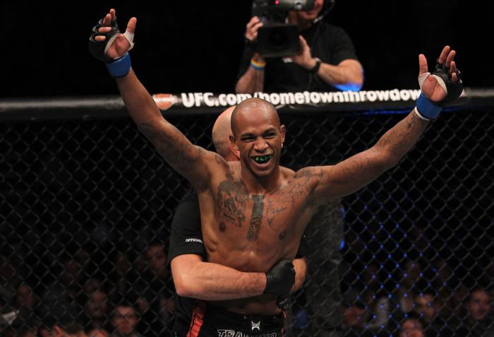 TORONTO, ON - DECEMBER 10: Walel Watson reacts after his three-round battle against Yves Jabouin during the UFC 140 event at Air Canada Centre on December 10, 2011 in Toronto, Ontario, Canada. (Photo by Nick Laham/Zuffa LLC/Zuffa LLC via Getty Images)