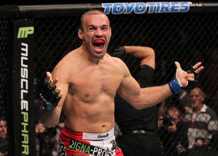 TORONTO, ON - DECEMBER 10: Igor Pokrajac reacts after knocking out Krzysztof Soszynski during the UFC 140 event at Air Canada Centre on December 10, 2011 in Toronto, Ontario, Canada. (Photo by Nick Laham/Zuffa LLC/Zuffa LLC via Getty Images)