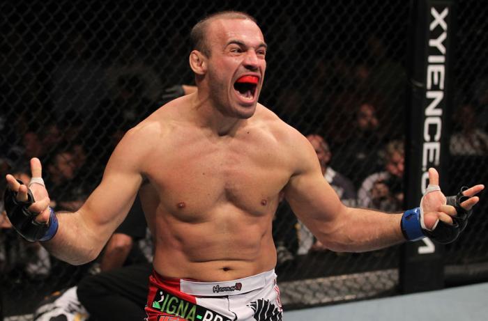 TORONTO, ON - DECEMBER 10: Igor Pokrajac reacts after knocking out Krzysztof Soszynski during the UFC 140 event at Air Canada Centre on December 10, 2011 in Toronto, Ontario, Canada. (Photo by Nick Laham/Zuffa LLC/Zuffa LLC via Getty Images)