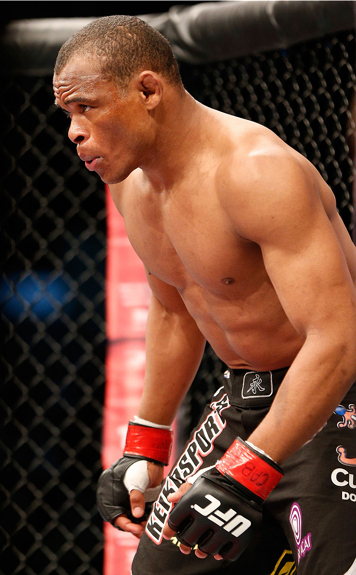 BELO HORIZONTE, BRAZIL - SEPTEMBER 04: Francisco Trinaldo stands in the Octagon before his lightweight fight against Piotr Hallmann during the UFC on FOX Sports 1 event at Mineirinho Arena on September 4, 2013 in Belo Horizonte, Brazil. (Photo by Josh He