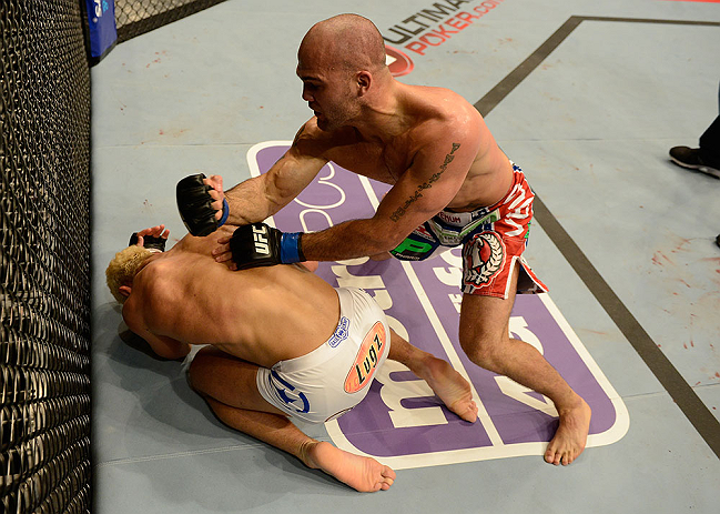 ANAHEIM, CA - FEBRUARY 23: (R-L) Robbie Lawler punches Josh Koscheck in their welterweight bout during UFC 157 at Honda Center on February 23, 2013 in Anaheim, California. (Photo by Donald Miralle/Zuffa LLC/Zuffa LLC via Getty Images) *** Local Caption