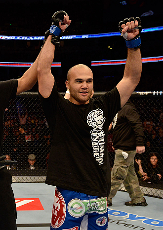 ANAHEIM, CA - FEBRUARY 23: Robbie Lawler is declared the winner over Josh Koscheck in their welterweight bout during UFC 157 at Honda Center on February 23, 2013 in Anaheim, California. (Photo by Donald Miralle/Zuffa LLC/Zuffa LLC via Getty Images) ***