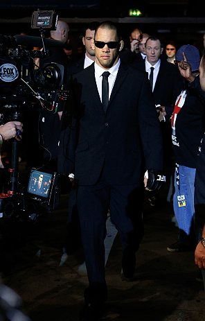 LONDON, ENGLAND - FEBRUARY 16: James Te Huna enters the arena before his light heavyweight fight against Ryan Jimmo during the UFC on Fuel TV event on February 16, 2013 at Wembley Arena in London, England. (Photo by Josh Hedges/Zuffa LLC/Zuffa LLC via G