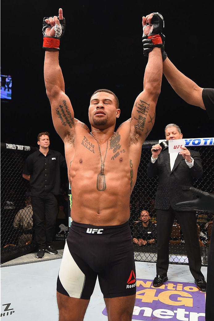 LAS VEGAS, NV - JANUARY 02: Abel Trujillo reacts to his victory over Tony Sims in their lightweight bout during the UFC 195 event inside MGM Grand Garden Arena on January 2, 2016 in Las Vegas, Nevada. (Photo by Josh Hedges/Zuffa LLC/Zuffa LLC via Getty