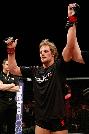 LONDON, ENGLAND - FEBRUARY 16: Gunnar Nelson reacts after defeating Jorge Santiago in their welterweight fight during the UFC on Fuel TV event on February 16, 2013 at Wembley Arena in London, England. (Photo by Josh Hedges/Zuffa LLC/Zuffa LLC via Getty