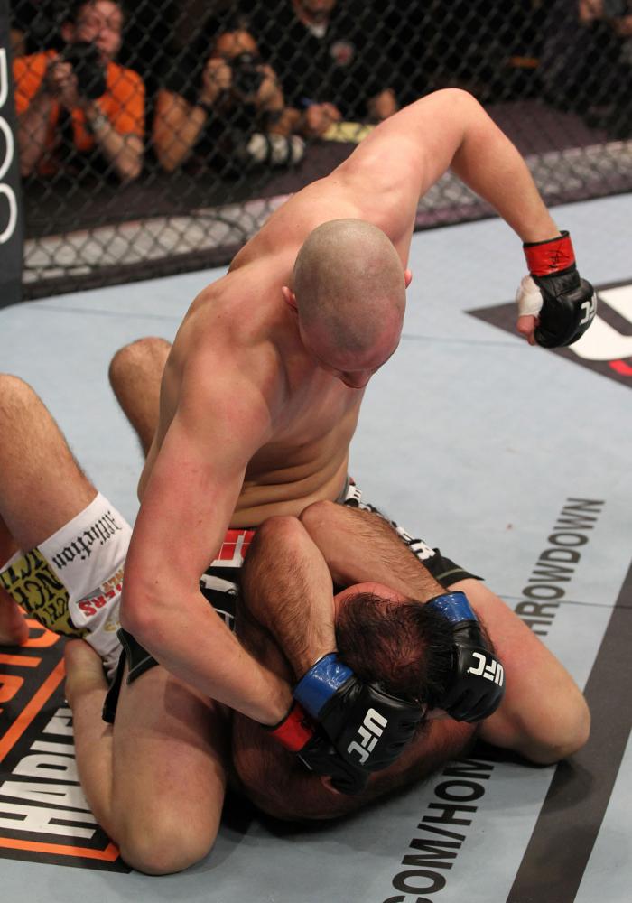 OMAHA, NE - FEBRUARY 15: <<enter caption here>> during the UFC on FUEL TV event at Omaha Civic Auditorium on February 15, 2012 in Omaha, Nebraska. (Photo by Josh Hedges/Zuffa LLC/Zuffa LLC via Getty Images) *** Local Caption *** Stefan Struve; Dave Herm