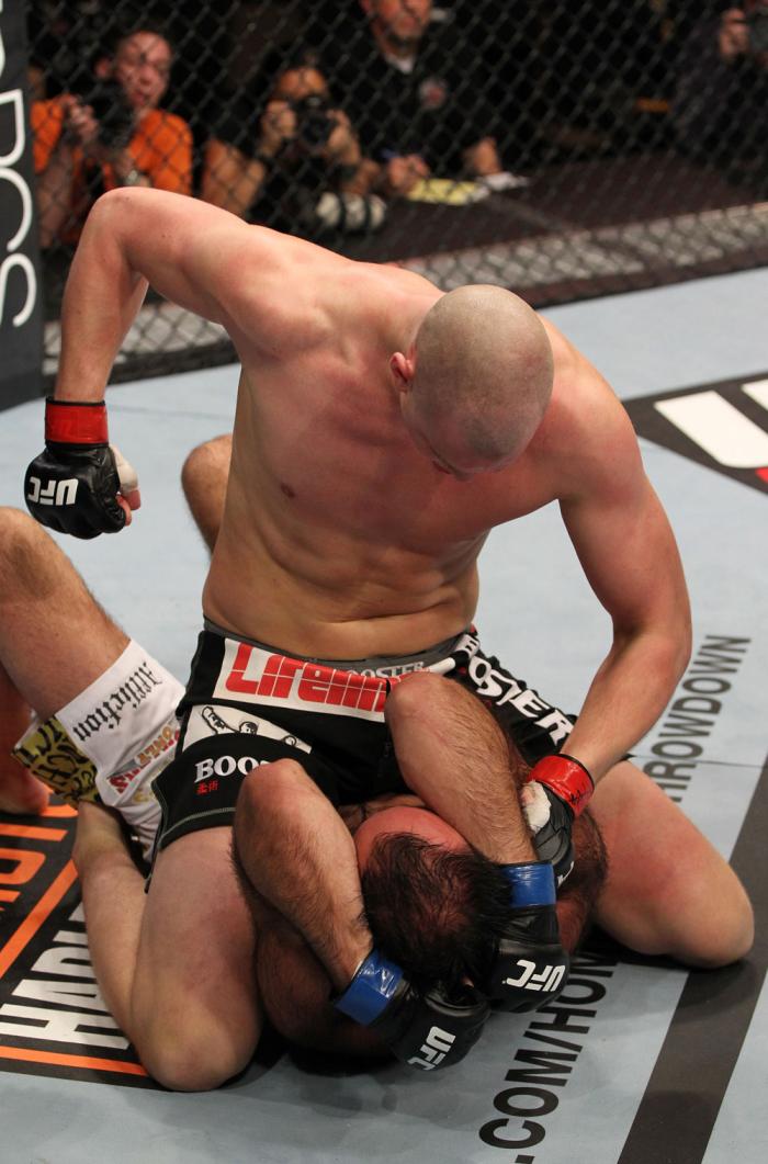 OMAHA, NE - FEBRUARY 15: <<enter caption here>> during the UFC on FUEL TV event at Omaha Civic Auditorium on February 15, 2012 in Omaha, Nebraska. (Photo by Josh Hedges/Zuffa LLC/Zuffa LLC via Getty Images) *** Local Caption *** Stefan Struve; Dave Herm