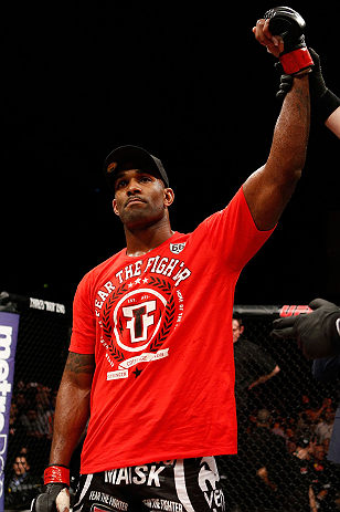 LONDON, ENGLAND - FEBRUARY 16: Jimi Manuwa reacts after defeating Cyrille Diabate in their light heavyweight fight during the UFC on Fuel TV event on February 16, 2013 at Wembley Arena in London, England. (Photo by Josh Hedges/Zuffa LLC/Zuffa LLC via Ge