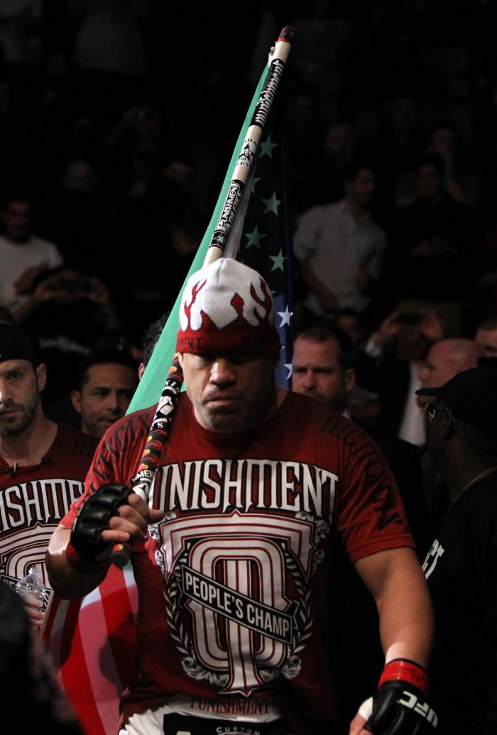 TORONTO, ON - DECEMBER 10: Tito Ortiz enters the arena before his bout against Antonio Rogerio Nogueira during the UFC 140 event at Air Canada Centre on December 10, 2011 in Toronto, Ontario, Canada. (Photo by Josh Hedges/Zuffa LLC/Zuffa LLC via Getty I