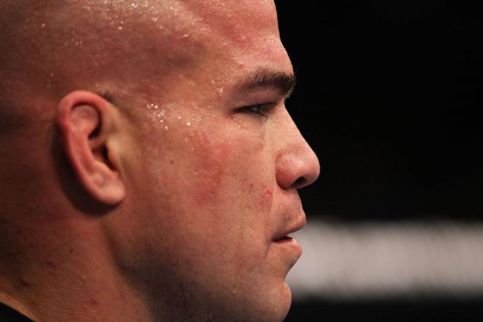 TORONTO, ON - DECEMBER 10: Tito Ortiz exhibits the pain of a blow to the ribs after his TKO loss to Antonio Rogerio Nogueira during the UFC 140 event at Air Canada Centre on December 10, 2011 in Toronto, Ontario, Canada. (Photo by Nick Laham/Zuffa LLC/Z