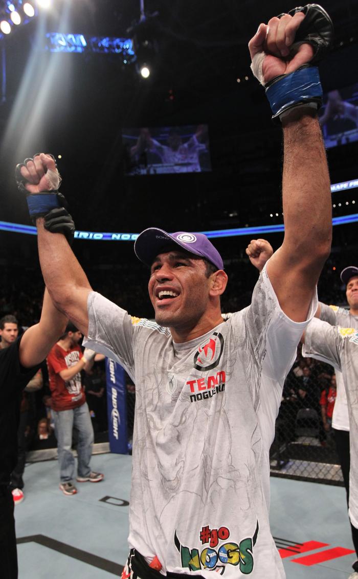 TORONTO, ON - DECEMBER 10: Antonio Rogerio Nogueira reacts after defeating Tito Ortiz during the UFC 140 event at Air Canada Centre on December 10, 2011 in Toronto, Ontario, Canada. (Photo by Nick Laham/Zuffa LLC/Zuffa LLC via Getty Images)