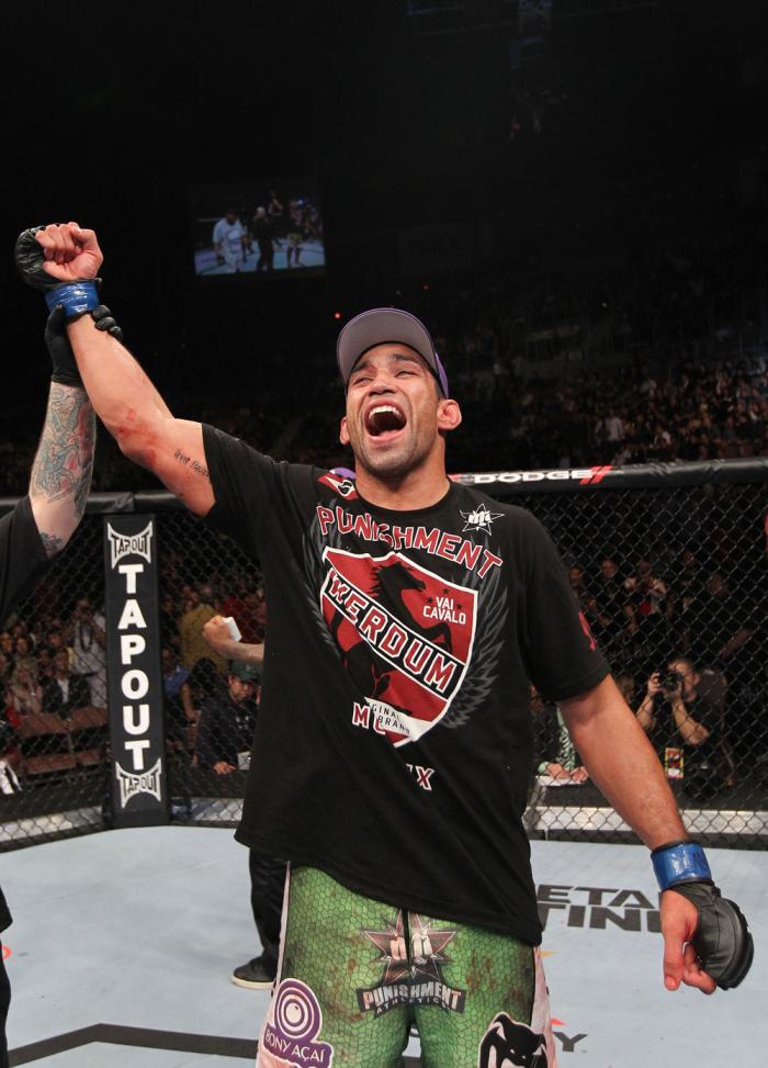 LAS VEGAS, NV - FEBRUARY 04: Fabricio Werdum reacts to being declared the winner in his fight against Roy Nelson during the UFC 143 event at Mandalay Bay Events Center on February 4, 2012 in Las Vegas, Nevada. (Photo by Nick Laham/Zuffa LLC/Zuffa LLC vi