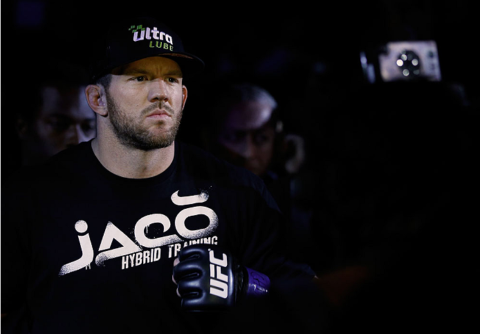 BELO HORIZONTE, BRAZIL - SEPTEMBER 04: Ryan Bader enters the arena before his light heavyweight fight against Glover Teixeira during the UFC on FOX Sports 1 event at Mineirinho Arena on September 4, 2013 in Belo Horizonte, Brazil. (Photo by Josh Hedges/Z