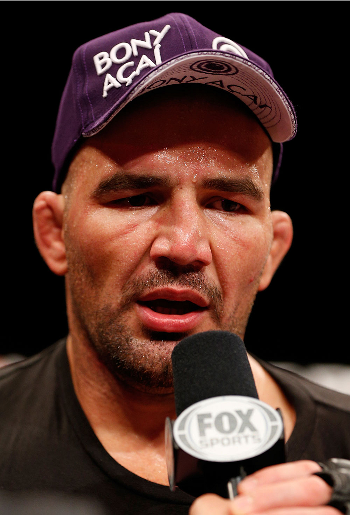 BELO HORIZONTE, BRAZIL - SEPTEMBER 04: Glover Teixeira is interviewed after knocking out Ryan Bader in their light heavyweight fight during the UFC on FOX Sports 1 event at Mineirinho Arena on September 4, 2013 in Belo Horizonte, Brazil. (Photo by Josh H