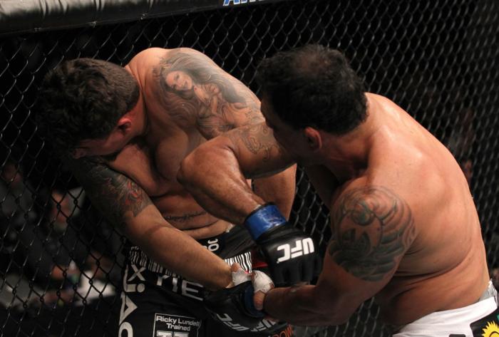 TORONTO, ON - DECEMBER 10: (R-L) Antonio Rodrigo Nogueira lands an elbow against Frank Mir during the UFC 140 event at Air Canada Centre on December 10, 2011 in Toronto, Ontario, Canada. (Photo by Nick Laham/Zuffa LLC/Zuffa LLC via Getty Images)