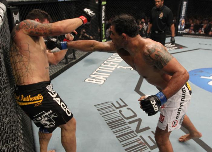 TORONTO, ON - DECEMBER 10: (R-L) Antonio Rodrigo Nogueira punches Frank Mir during the UFC 140 event at Air Canada Centre on December 10, 2011 in Toronto, Ontario, Canada. (Photo by Nick Laham/Zuffa LLC/Zuffa LLC via Getty Images)