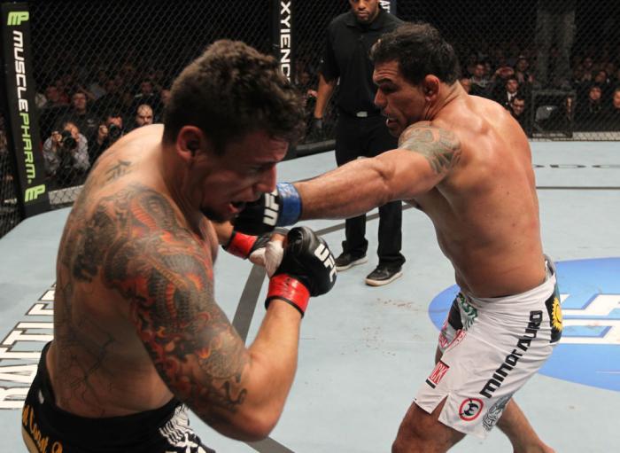 TORONTO, ON - DECEMBER 10: (R-L) Antonio Rodrigo Nogueira punches Frank Mir during the UFC 140 event at Air Canada Centre on December 10, 2011 in Toronto, Ontario, Canada. (Photo by Nick Laham/Zuffa LLC/Zuffa LLC via Getty Images)