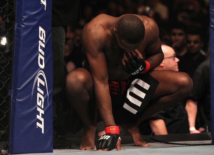TORONTO, ON - DECEMBER 10: Jon "Bones" Jones prepares to enter the Octagon before his bout against Lyoto Machida during the UFC 140 event at Air Canada Centre on December 10, 2011 in Toronto, Ontario, Canada. (Photo by Nick Laham/Zuffa LLC/Zuffa LLC via