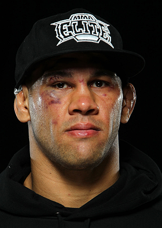 LONDON, ENGLAND - FEBRUARY 16: James Te Huna poses for a portrait after his victory over Ryan Jimmo during the UFC on Fuel TV event on February 16, 2013 at Wembley Arena in London, England. (Photo by Mike Roach/Zuffa LLC/Zuffa LLC via Getty Images)
