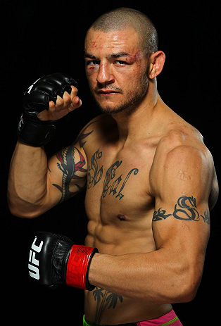 LONDON, ENGLAND - FEBRUARY 16: Cub Swanson poses for a portrait after his victory over Dustin Poirier during the UFC on Fuel TV event on February 16, 2013 at Wembley Arena in London, England. (Photo by Mike Roach/Zuffa LLC/Zuffa LLC via Getty Images)