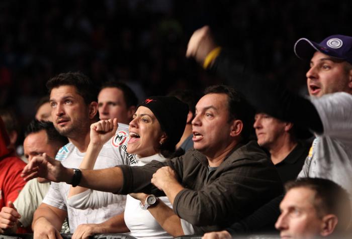 TORONTO, ON - DECEMBER 10: Members of Antonio Rodrigo Nogueira's family react during his bout against Frank Mir during the UFC 140 event at Air Canada Centre on December 10, 2011 in Toronto, Ontario, Canada. (Photo by Josh Hedges/Zuffa LLC/Zuffa LLC via