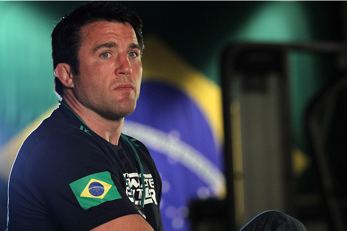 SAO PAULO, BRAZIL - JANUARY 24: Coach Chael Sonnen interviews after Team Wanderlei fighter Ricardo Abreu faces Team Sonnen fighter Guilherme de Vasconcelos in their middleweight fight during season three of The Ultimate Fighter Brazil on January 24, 2014