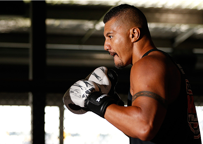 SYDNEY, AUSTRALIA - NOVEMBER 05: Soa Palelei of Australia holds an open training session for media at the UFC Gym Sydney on November 5, 2014 in Sydney, Australia. (Photo by Josh Hedges/Zuffa LLC/Zuffa LLC via Getty Images)