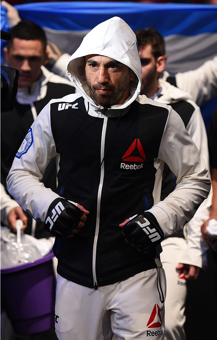 RIO DE JANEIRO, BRAZIL - AUGUST 01: Guido Cannetti of Argentina prepares to enter the Octagon before facing Hugo Viana of Brazil in their bantamweight bout during the UFC 190 event inside HSBC Arena on August 1, 2015 in Rio de Janeiro, Brazil. (Photo b