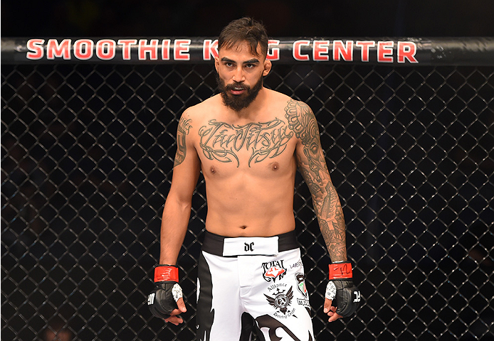 NEW ORLEANS, LA - JUNE 06: Jose Quinonez enters the Octagon before facing Leonardo Morales in their bantamweight bout during the UFC event at the Smoothie King Center on June 6, 2015 in New Orleans, Louisiana. (Photo by Josh Hedges/Zuffa LLC/Zuffa LLC vi