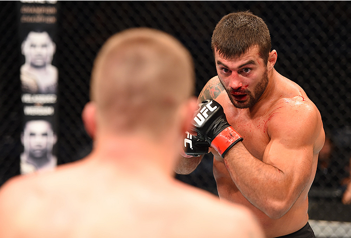 NEW ORLEANS, LA - JUNE 06: (R-L) Ricardo Abreu circles Jake Collier in their middleweight bout during the UFC event at the Smoothie King Center on June 6, 2015 in New Orleans, Louisiana. (Photo by Josh Hedges/Zuffa LLC/Zuffa LLC via Getty Images)