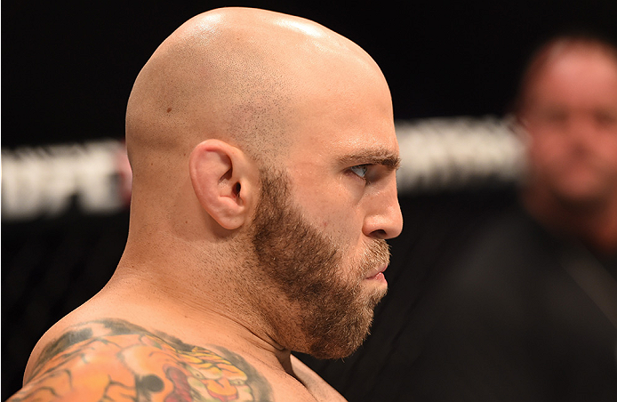 NEW ORLEANS, LA - JUNE 06: Justin Edwards enters the Octagon before facing Joe Proctor in their lightweight bout during the UFC event at the Smoothie King Center on June 6, 2015 in New Orleans, Louisiana. (Photo by Josh Hedges/Zuffa LLC/Zuffa LLC via Ge