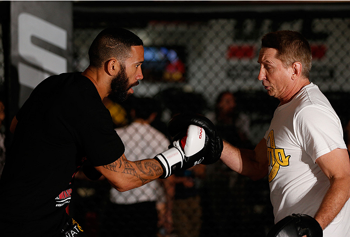 SYDNEY, AUSTRALIA - NOVEMBER 05: Dylan Andrews of New Zealand holds an open training session for media at the UFC Gym Sydney on November 5, 2014 in Sydney, Australia. (Photo by Josh Hedges/Zuffa LLC/Zuffa LLC via Getty Images)