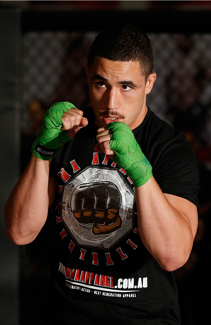 SYDNEY, AUSTRALIA - NOVEMBER 05: Robert Whittaker of New Zealand holds an open training session for media at the UFC Gym Sydney on November 5, 2014 in Sydney, Australia. (Photo by Josh Hedges/Zuffa LLC/Zuffa LLC via Getty Images)