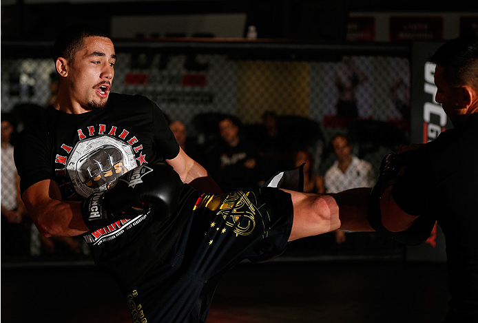SYDNEY, AUSTRALIA - NOVEMBER 05: Robert Whittaker of New Zealand holds an open training session for media at the UFC Gym Sydney on November 5, 2014 in Sydney, Australia. (Photo by Josh Hedges/Zuffa LLC/Zuffa LLC via Getty Images)