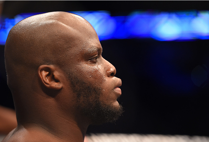 NEW ORLEANS, LA - JUNE 06: Derrick Lewis enters the Octagon before facing Shawn Jordan in their heavyweight bout during the UFC event at the Smoothie King Center on June 6, 2015 in New Orleans, Louisiana. (Photo by Josh Hedges/Zuffa LLC/Zuffa LLC via Ge