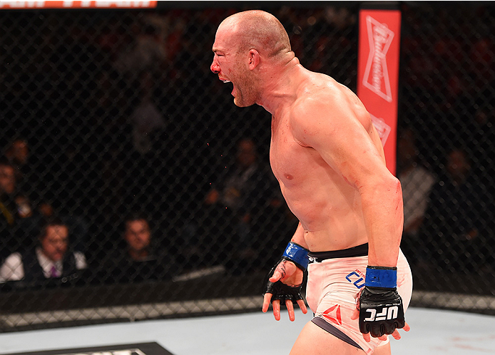 RIO DE JANEIRO, BRAZIL - AUGUST 01: Patrick Cummins of the United States celebrates his victory over Rafael Feijao of Brazil in their light heavyweight bout during the UFC 190 event inside HSBC Arena on August 1, 2015 in Rio de Janeiro, Brazil. (Photo b
