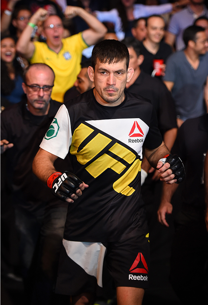 RIO DE JANEIRO, BRAZIL - AUGUST 01: Demian Maia of Brazil prepares to enter the Octagon before facing Neil Magny of the United States in their welterweight bout during the UFC 190 event inside HSBC Arena on August 1, 2015 in Rio de Janeiro, Brazil. (Pho