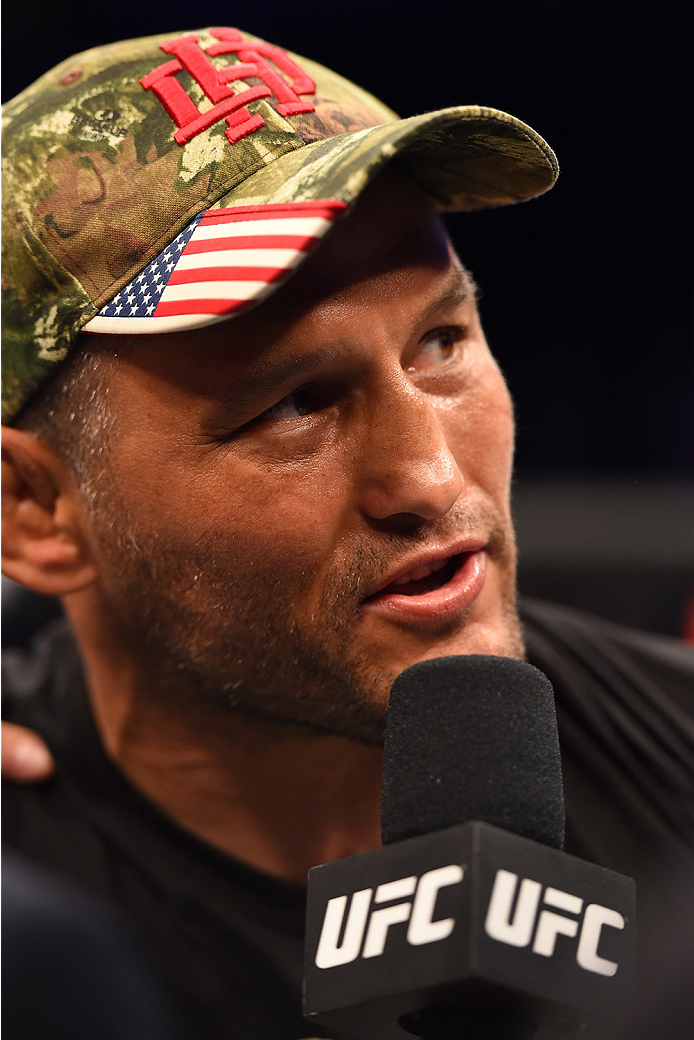 NEW ORLEANS, LA - JUNE 06: Dan Henderson celebrates his victory over Tim Boetsch in their middleweight bout during the UFC event at the Smoothie King Center on June 6, 2015 in New Orleans, Louisiana. (Photo by Josh Hedges/Zuffa LLC/Zuffa LLC via Getty I