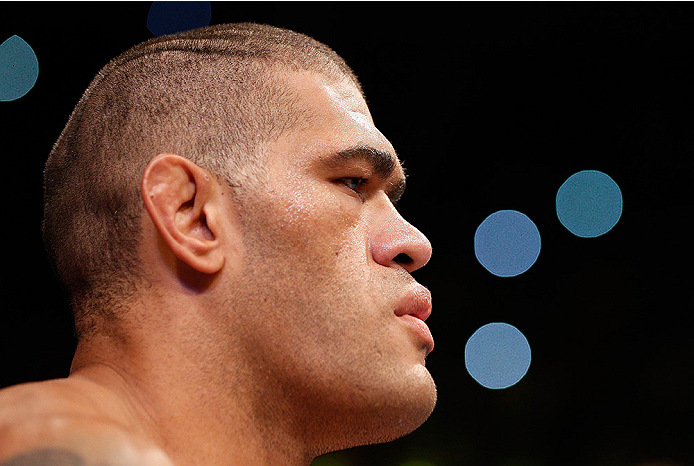 BRASILIA, BRAZIL - SEPTEMBER 13: Antonio ''Bigfoot'' Silva of Brazil stands in the Octagon before his heavyweight bout against Andrei Arlovski of Belarus during the UFC Fight Night event inside Nilson Nelson Gymnasium on September 13, 2014 in Brasilia, Br