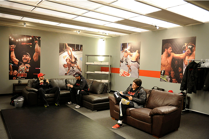 LACHUTE, CANADA - NOVEMBER 11: A general view of Team Canada's locker room prior to Team Australia fighter Tyler Manawaroa facing Team Canada fighter Nordine Taleb in their middleweight fight during filming of The Ultimate Fighter Nations television seri