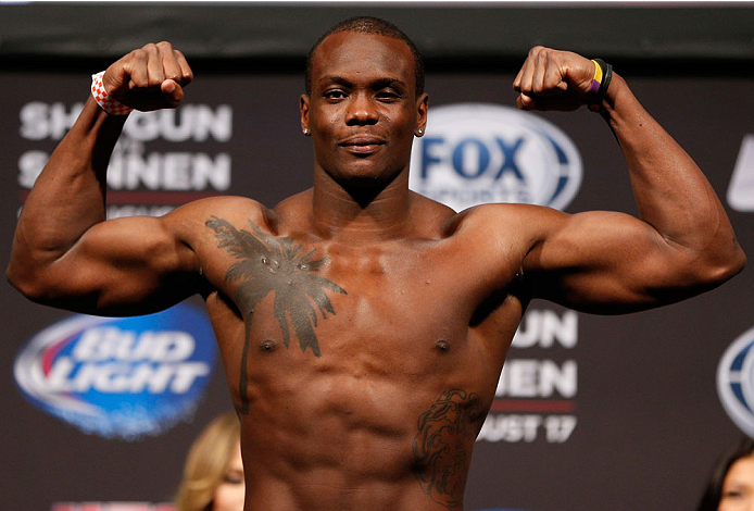 BOSTON, MA - AUGUST 16: Ovince Saint Preux weighs in during the UFC weigh-in inside TD Garden on August 16, 2013 in Boston, Massachusetts. (Photo by Josh Hedges/Zuffa LLC/Zuffa LLC via Getty Images)